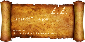 Licskó Lajos névjegykártya